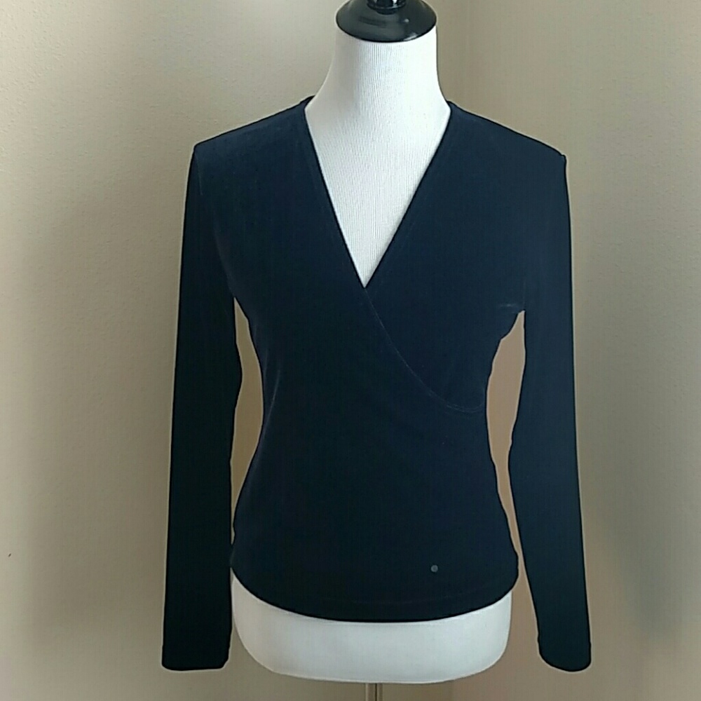 Vintage black velvet wrap top